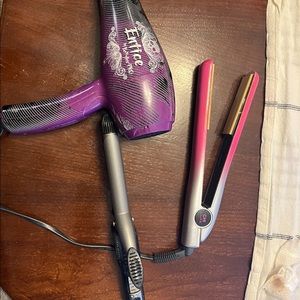 Chi straighter, Babyliss Pro hair dryer, Conair curling iron